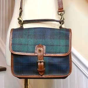 RALPH LAUREN Black Watch Plaid Messenger Shoulder Bag Vintage